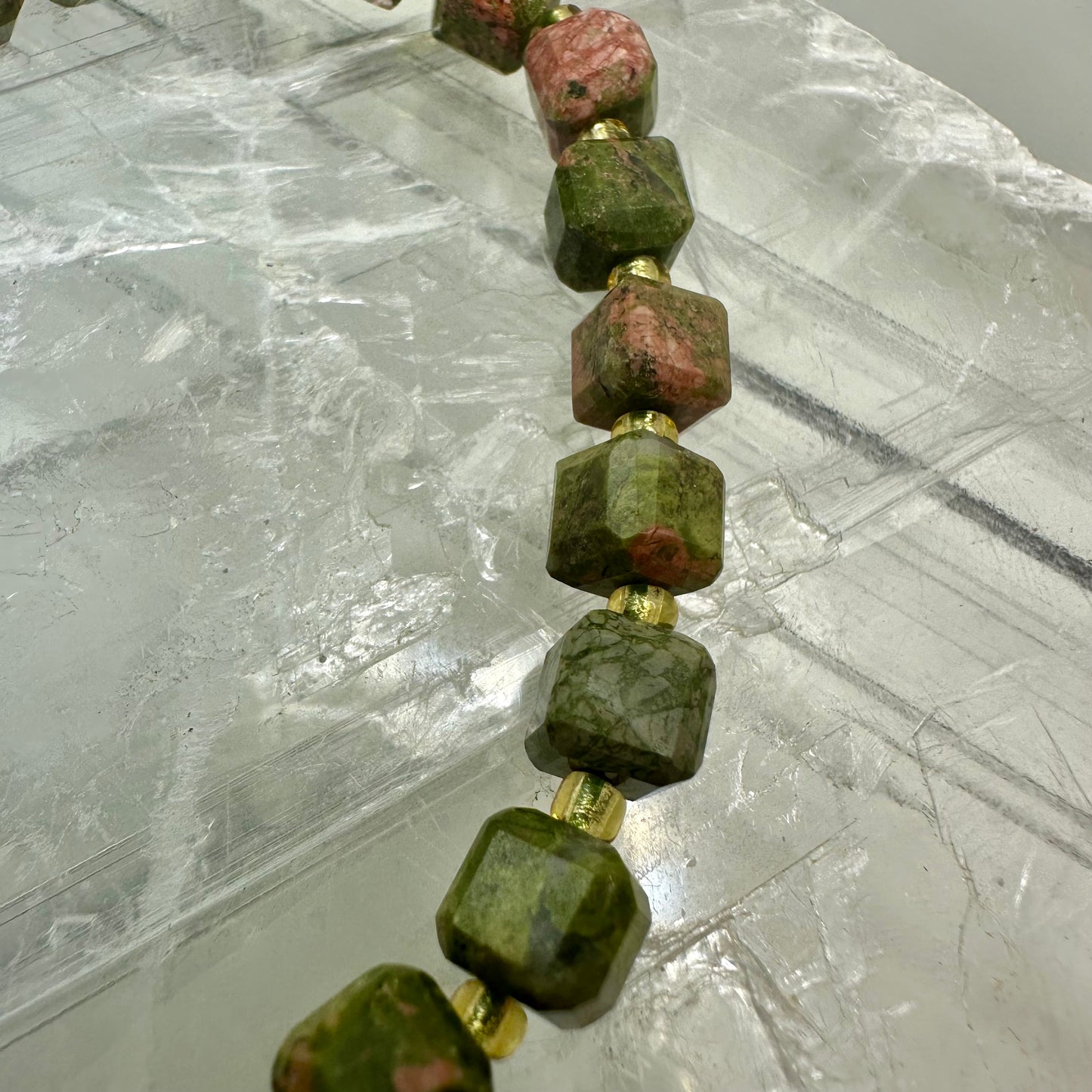 Cubed Unakite Bracelets