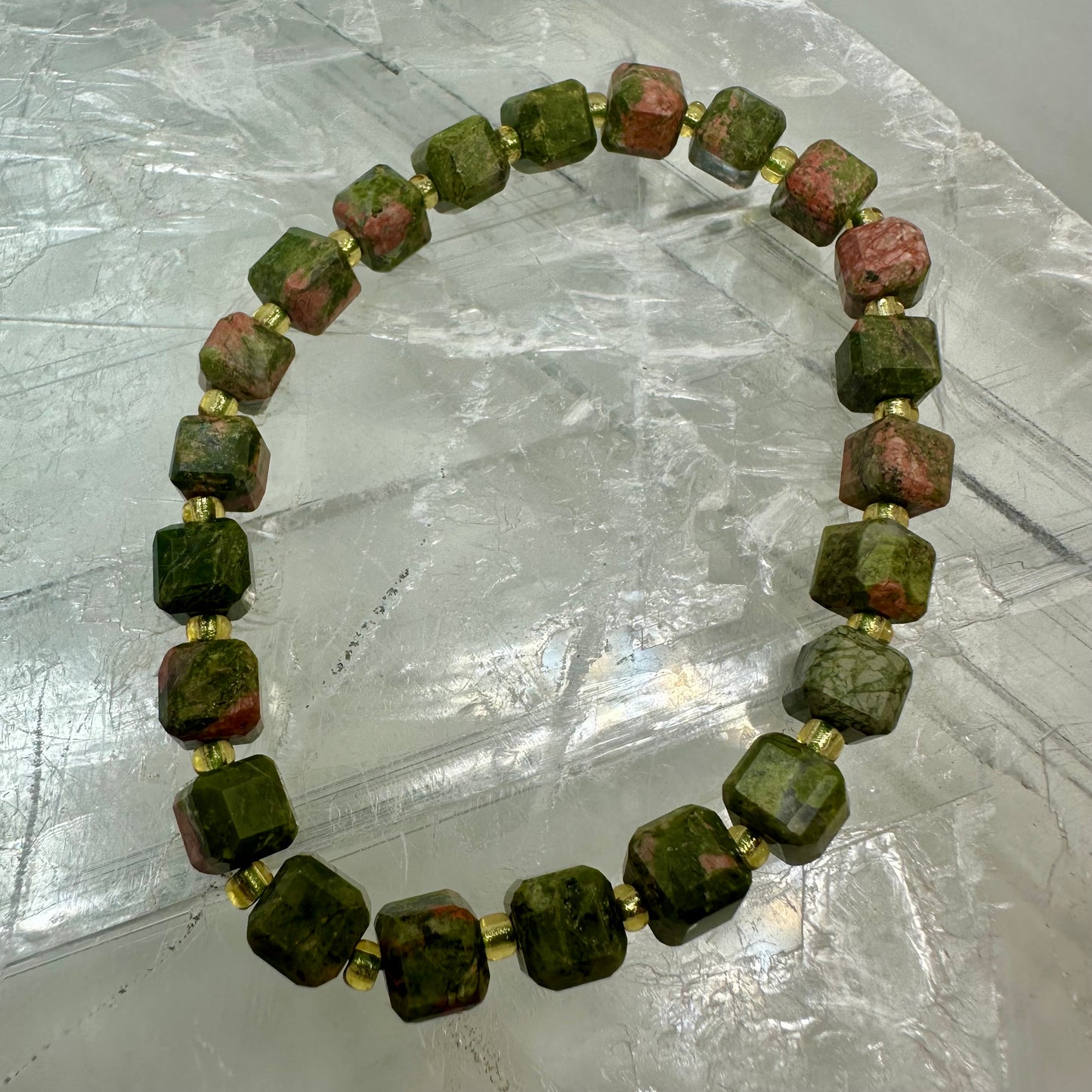 Cubed Unakite Bracelets