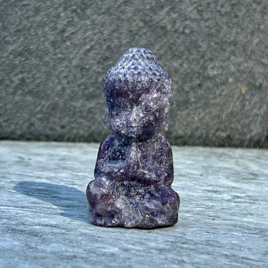 Lepidolite Buddha Carving