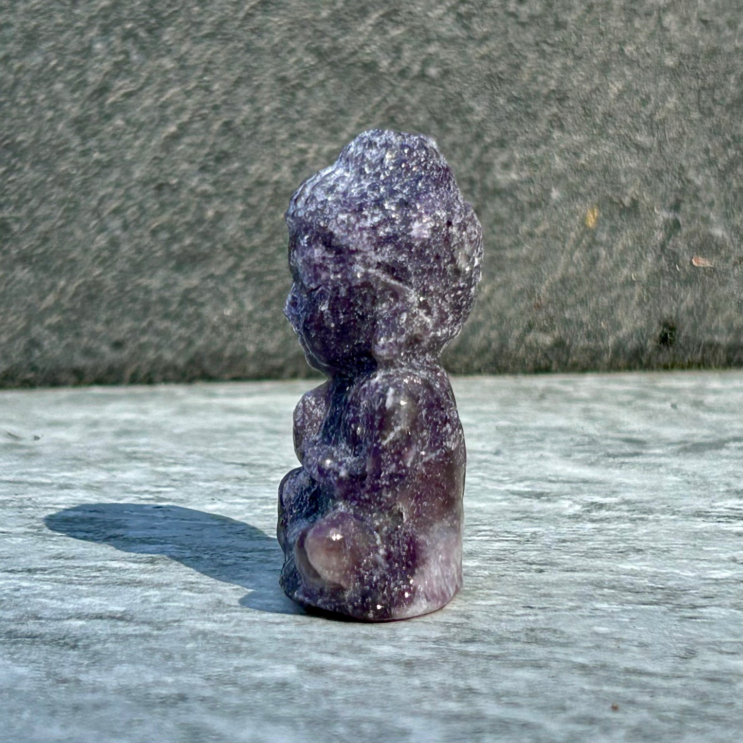 Lepidolite Buddha Carving