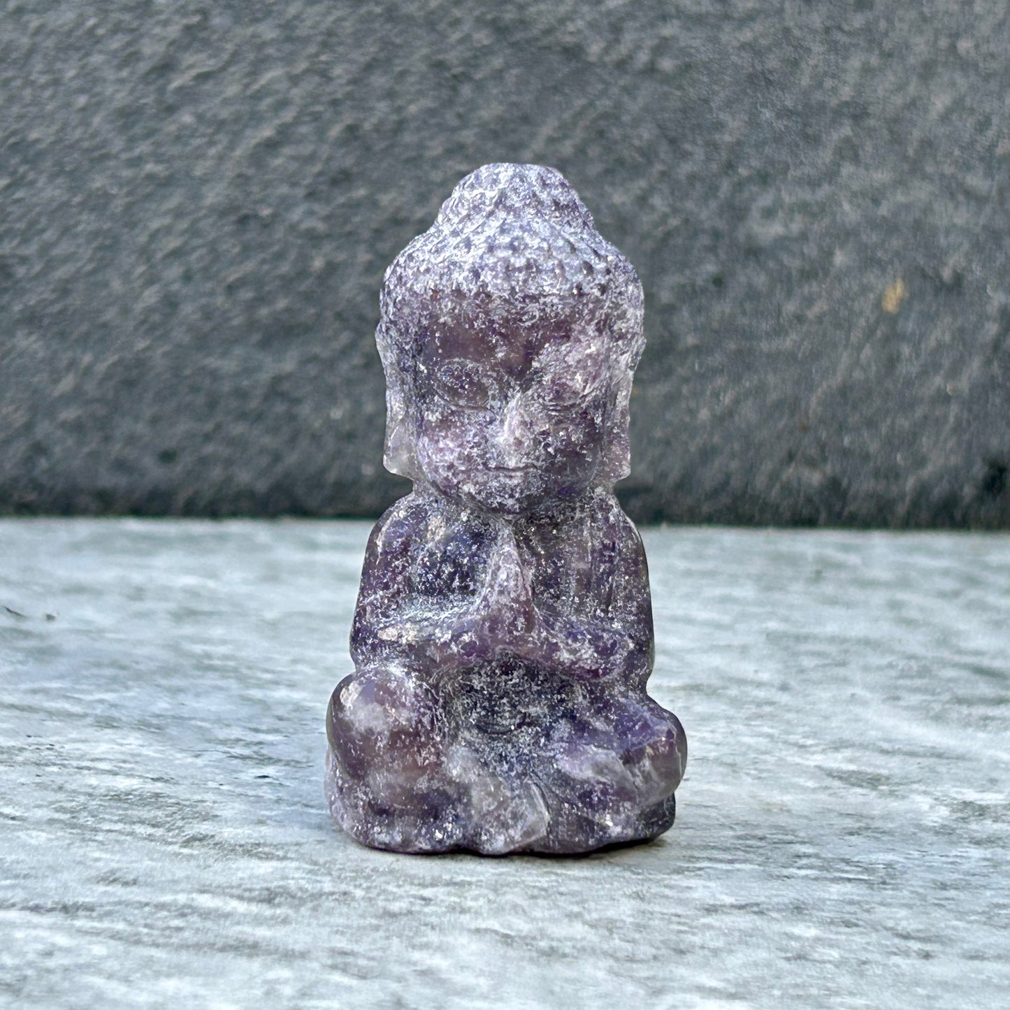 Lepidolite Buddha Carving