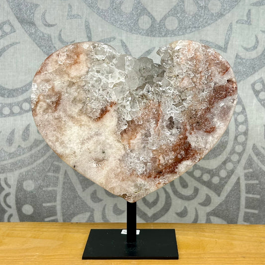 Pink Amethyst Heart On Stand