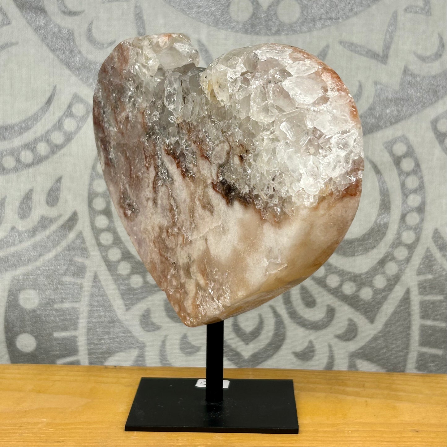 Pink Amethyst Heart On Stand