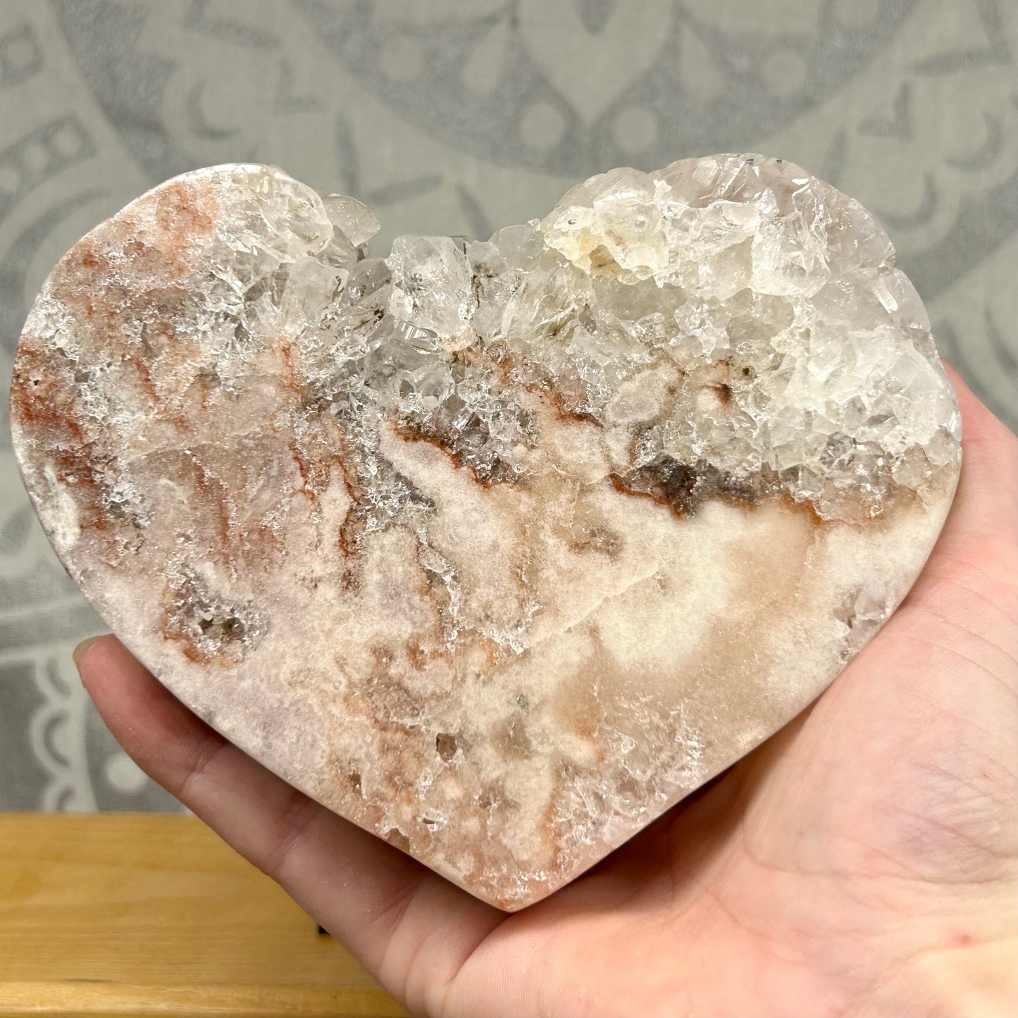 Pink Amethyst Heart On Stand