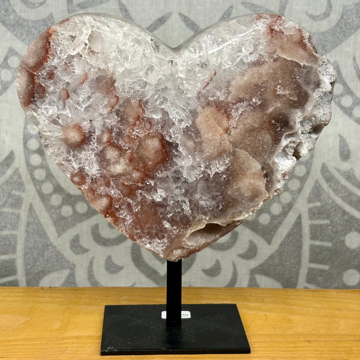 Pink Amethyst Heart On Stand