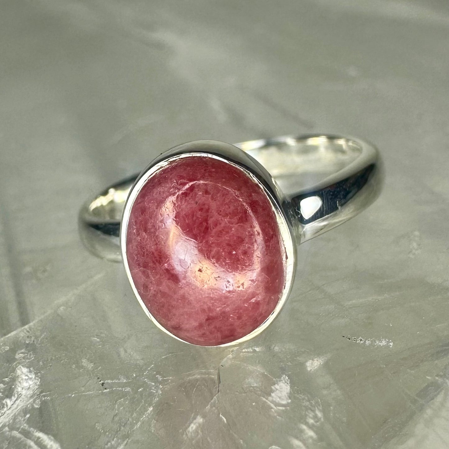 Rhodonite 925 Ring (Size P)