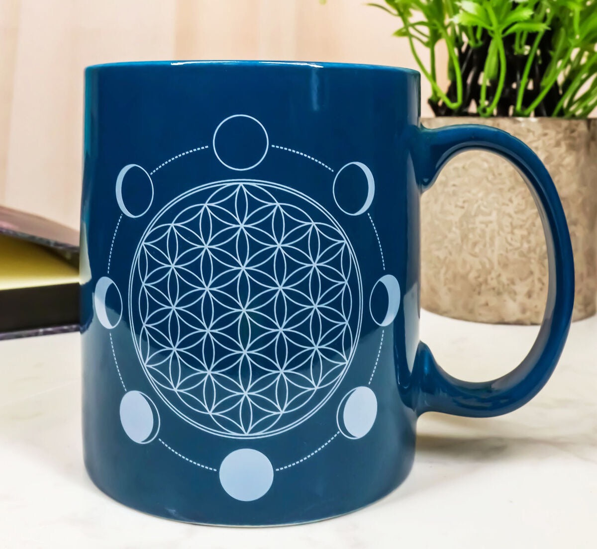 Moon Phase Flower of Life Mug