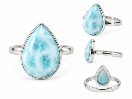 Larimar Adjustable Tear Drop Ring