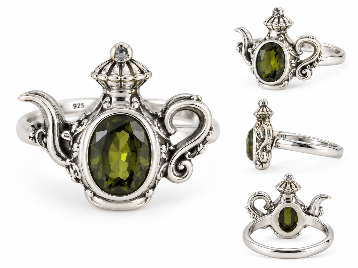 Green Tourmaline Adjustable Ring