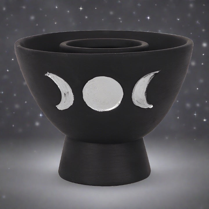 Black Moon Phase Terracotta Smudge Bowl