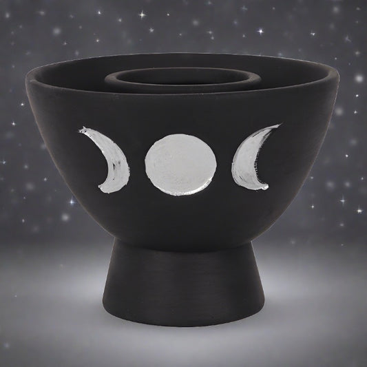 Black Moon Phase Terracotta Smudge Bowl