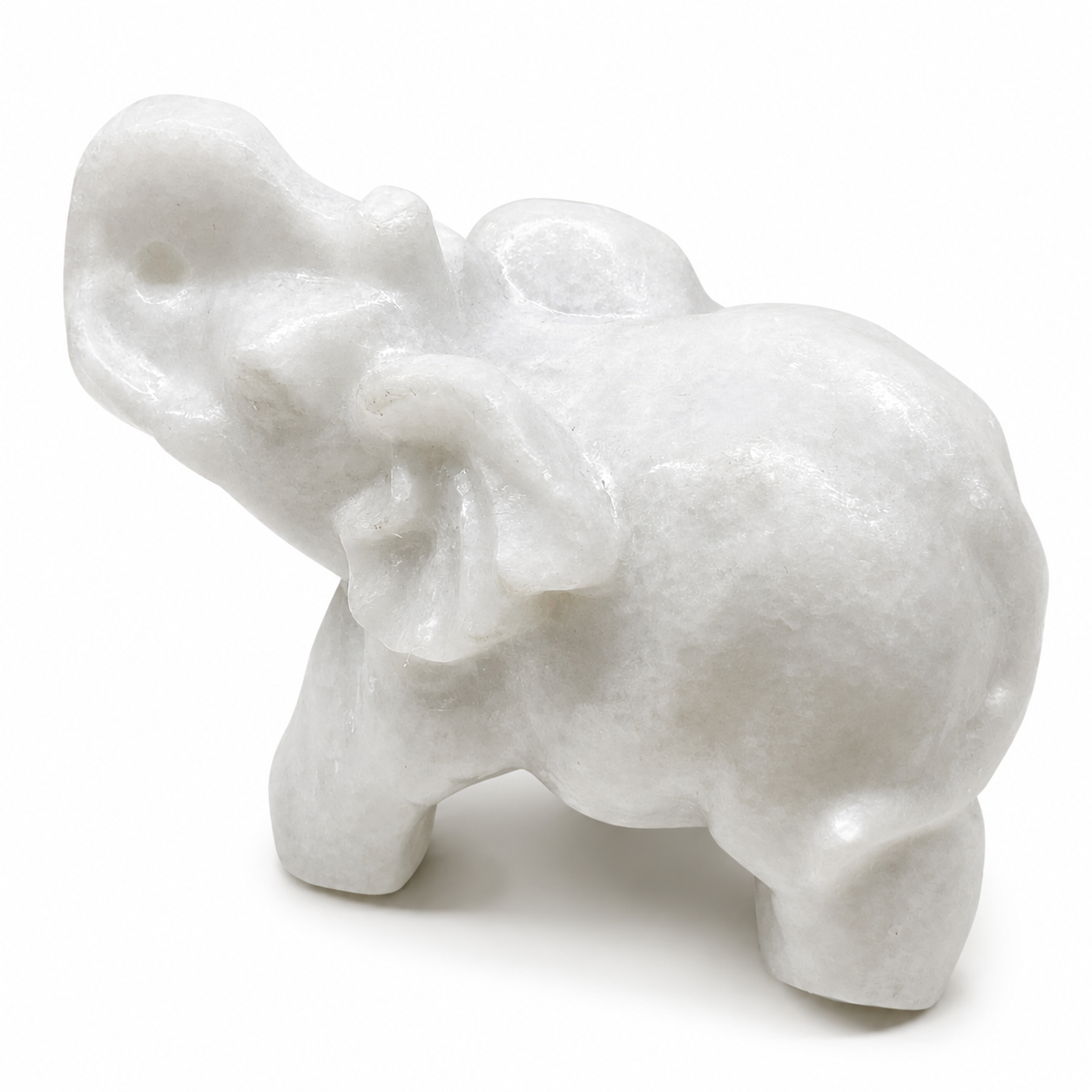 White Jade Elephant Crystal Carving
