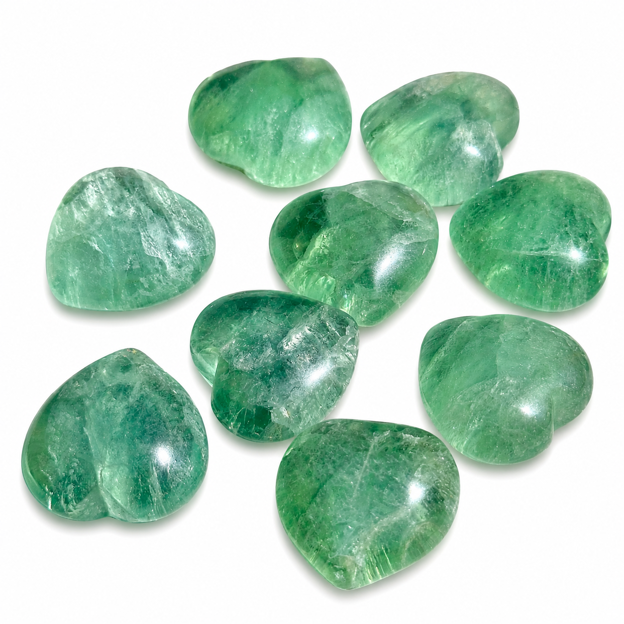 Green Fluorite Hearts